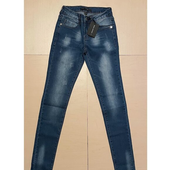 Denim Couture Women Distressed Skinny Fit Medium Wash Denim Jeans - Size 0 - Picture 1 of 5